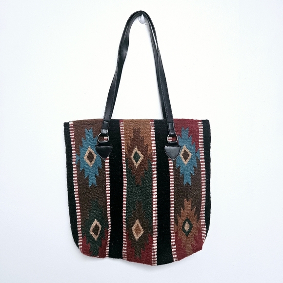 EL Paso Aztec Pattern  Native Handwoven Full zip Wool Blend Shoulder Bag - Picture 1 of 12